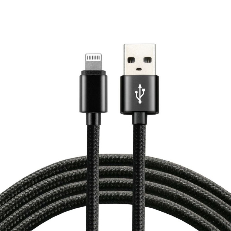 Kabel przewód zasilający iPhone USB-Lightning 120cm z obsługą szybkiego ładowania do 2,4A czarny